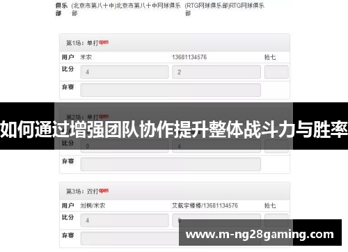 如何通过增强团队协作提升整体战斗力与胜率